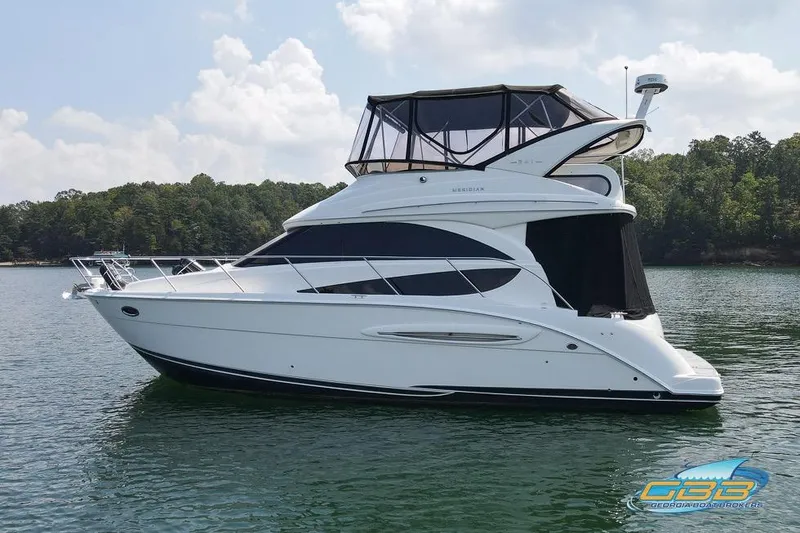 Slide: The Image of 2007 Meridian 341 Sedan yacht on calm water, featuring sleek design and modern amenities. - 35