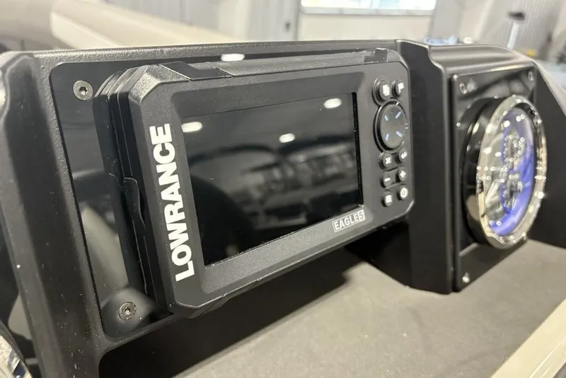 Slide: The Image of Lowrance Eagle 5 display on 2026 Premier 220 Sunscape RF boat dashboard. - 18