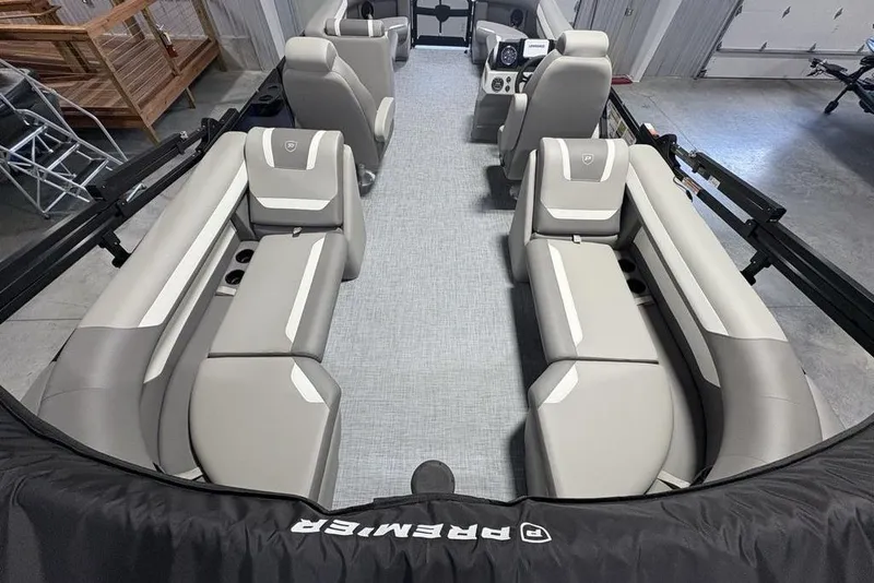 Slide: The Image of 2026 Premier 220 Sunscape RF boat interior with luxurious seating and modern design. - 29