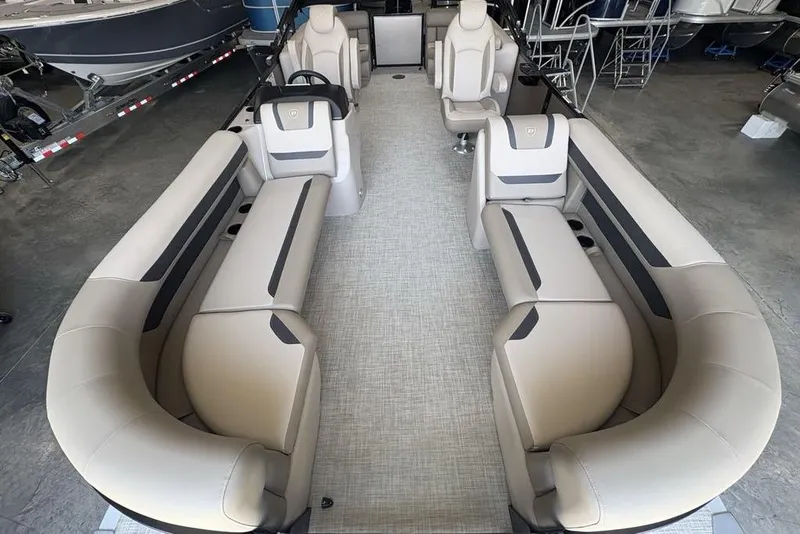 Slide: The Image of 2026 Premier 220 Sunscape RF boat interior with luxurious seating and modern design. - 28