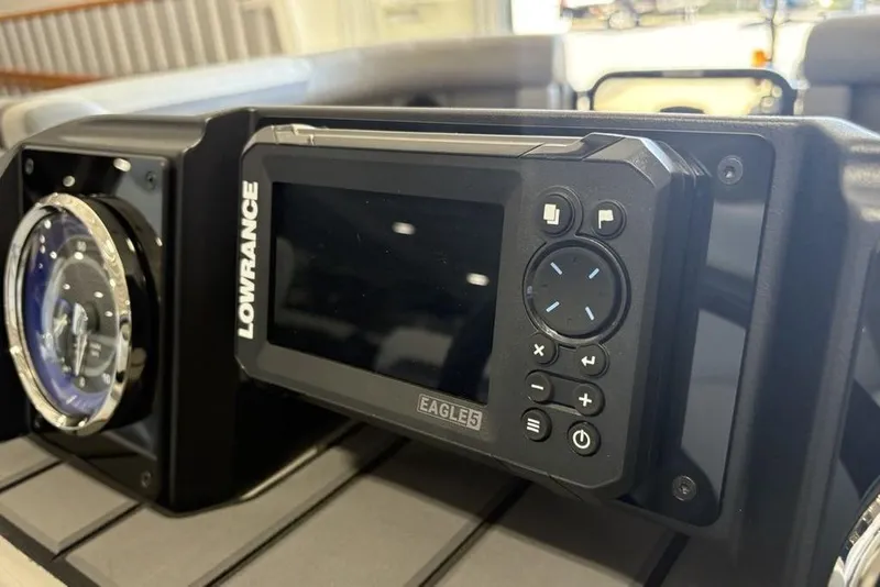 Slide: The Image of Lowrance Eagle5 display on 2026 Premier 220 SUNSCAPE RL boat dashboard. - 13