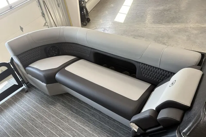 Slide: The Image of Luxurious seating in 2026 Premier 250 Solaris RS CL boat, featuring sleek design and premium materials. - 4