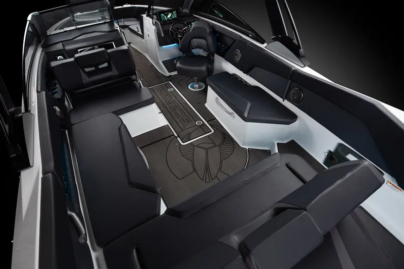 Slide: The Image of Interior of 2024 Scarab 285 Wake ID boat, modern features. - 13
