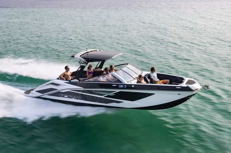 Slide: The Image of Interior of 2024 Scarab 285 Wake ID boat, modern design. - 18