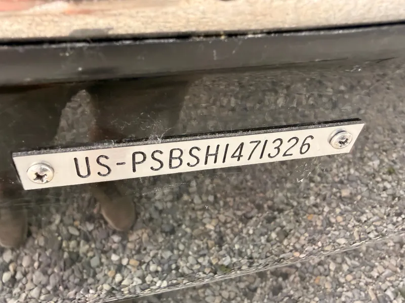 Slide: The Image of Serial number plate of Scarab 285 Wake ID boat, year 2024. - 34