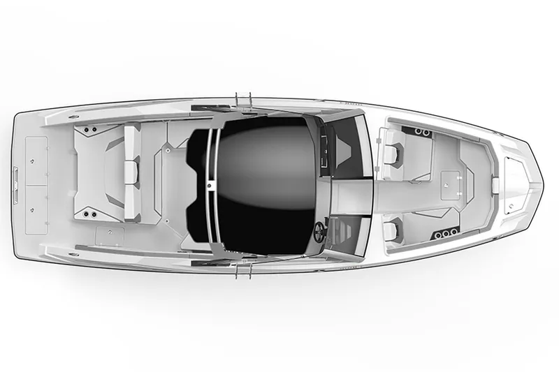Slide: The Image of 2024 Scarab 285 Wake ID boat with sleek design and features. - 7