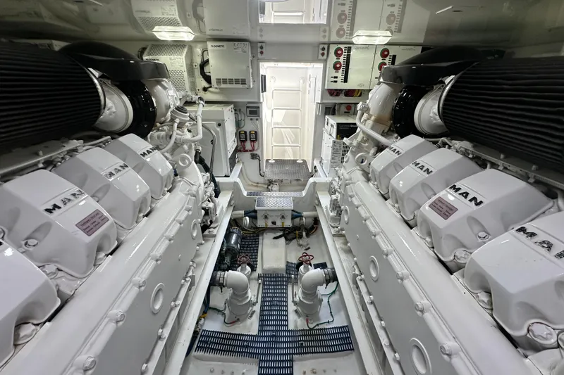 Slide: The Image of Engine room of 2017 Viking 55 Convertible yacht with MAN engines. - 137