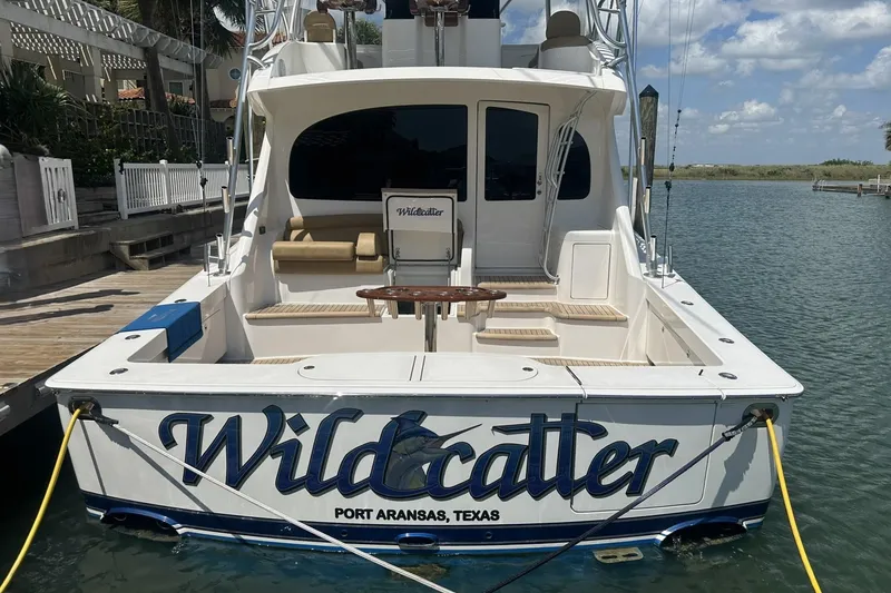Slide: The Image of 2017 Viking 55 Convertible yacht "Wildcatter" docked in Port Aransas, Texas. - 32