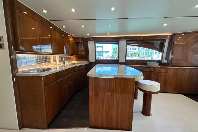 Slide: The Image of Luxurious interior of 2017 Viking 55 Convertible yacht with modern kitchen design. - 78
