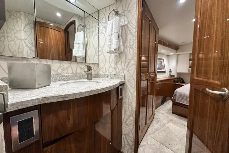 Slide: The Image of Luxurious bathroom and cabin interior of 2017 Viking 55 Convertible yacht. - 95