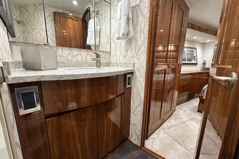 Slide: The Image of Luxurious bathroom and cabin interior of 2017 Viking 55 Convertible yacht. - 97