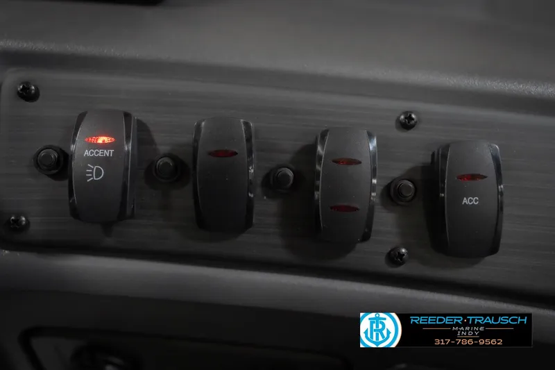 Slide: The Image of Control panel of 2026 Bennington 22 SSB boat with accent and accessory switches. - 37