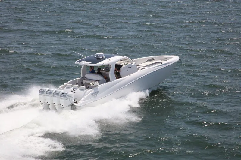 Slide: The Image of 2019 Deep Impact 399 Sport boat speeding on open water. - 77