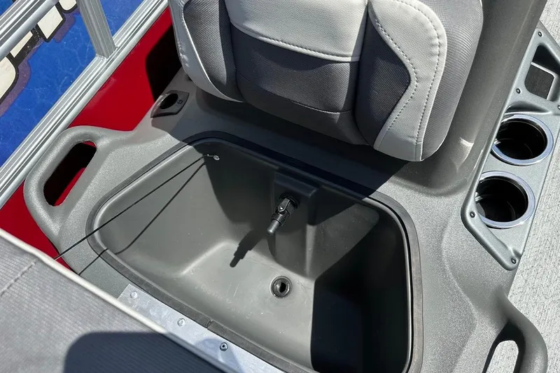 Slide: The Image of 2026 Sun Tracker Bass Buggy 16 XL Select boat seat with storage compartment and cup holders. - 21