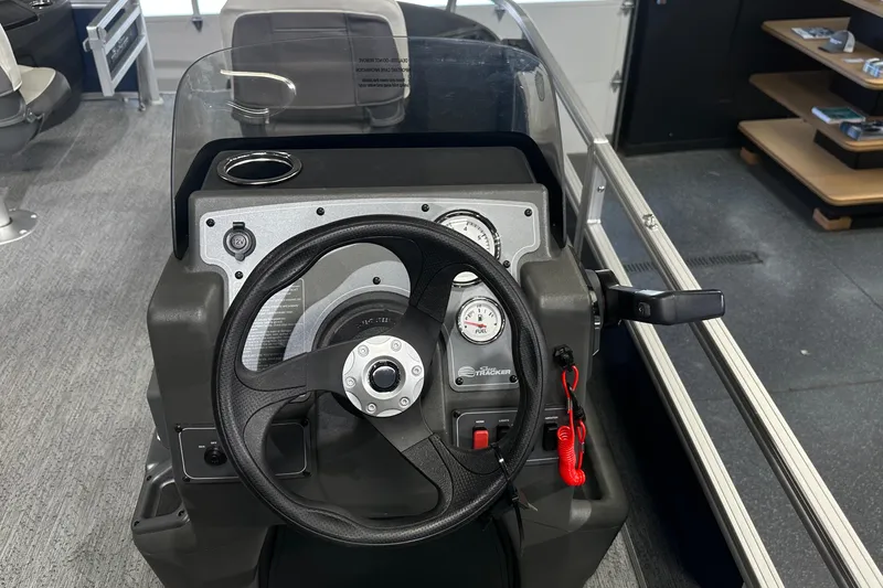 Slide: The Image of Steering console of 2026 Sun Tracker Bass Buggy 18 DLX pontoon boat. - 33