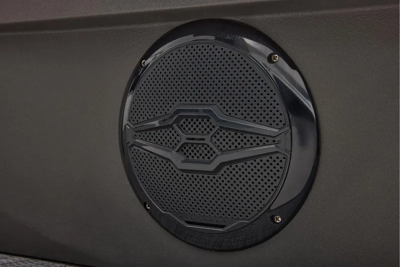 Slide: The Image of Battery compartment of 2026 Sun Tracker SportFish 20 DLX boat, featuring wiring and storage. - 53