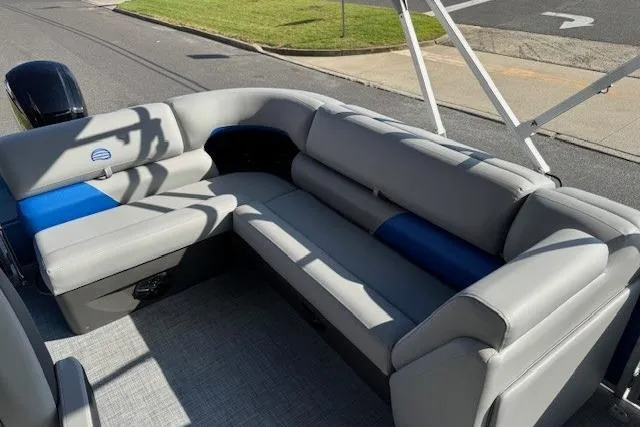 Slide: The Image of 2026 Sun Tracker Party Barge 20 DLX with spacious seating and modern design. - 9