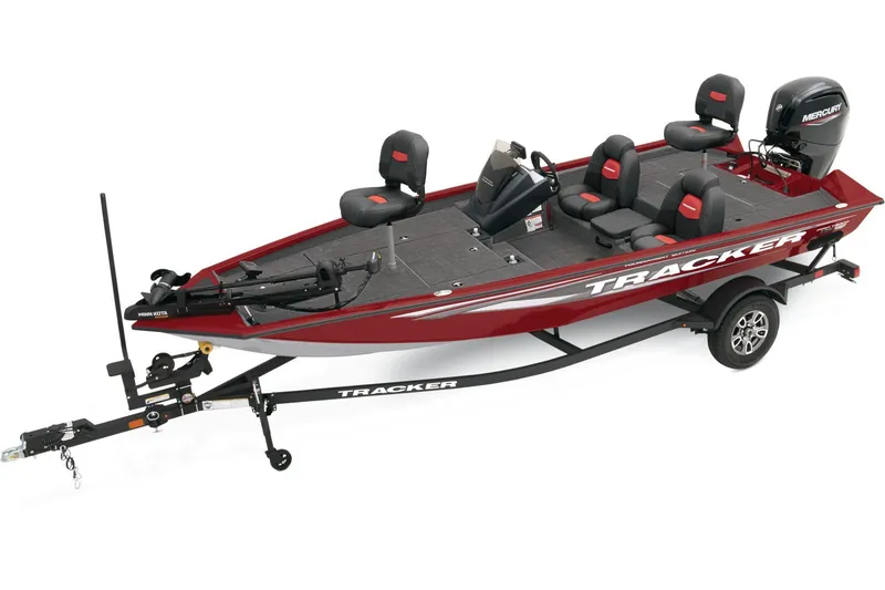 The Image of 2026 Tracker Pro Team 175 boat with Mercury engine on a trailer. - 0