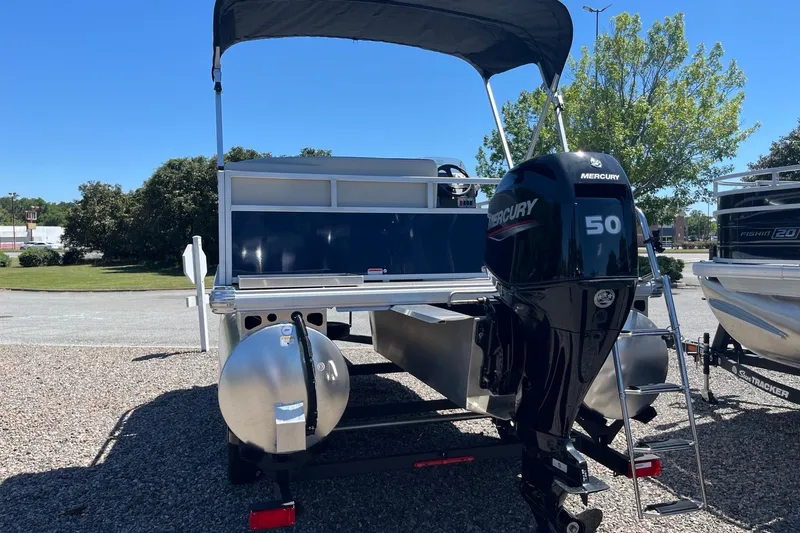 Slide: The Image of 2026 Sun Tracker Bass Buggy 16 XL Select pontoon boat with Mercury 50 engine. - 3
