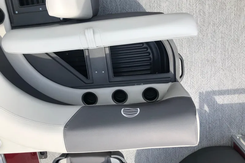 Slide: The Image of 2026 Sun Tracker Bass Buggy 18 DLX pontoon boat interior with swivel seats. - 16