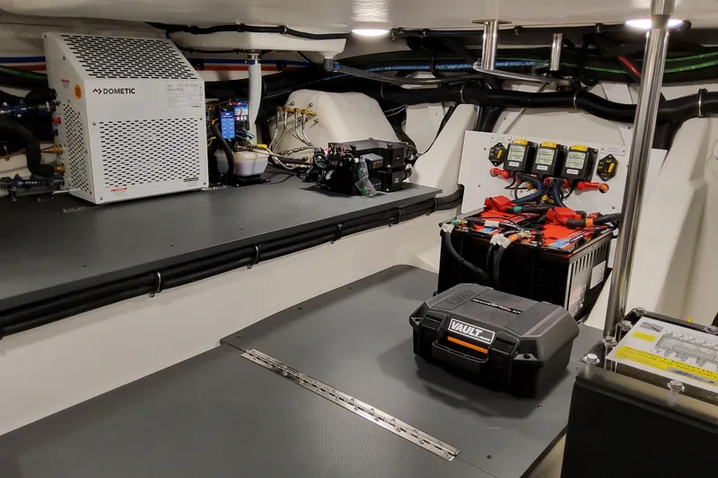 Slide: The Image of Engine room of 2026 Formula 500 Super Sport Crossover with electrical components and equipment. - 50