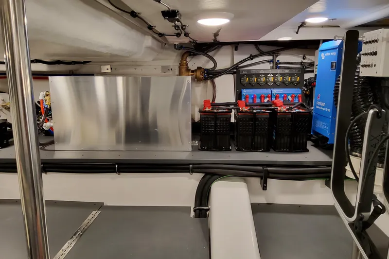 Slide: The Image of Engine room of 2026 Formula 500 Super Sport Crossover with batteries and electrical systems. - 55