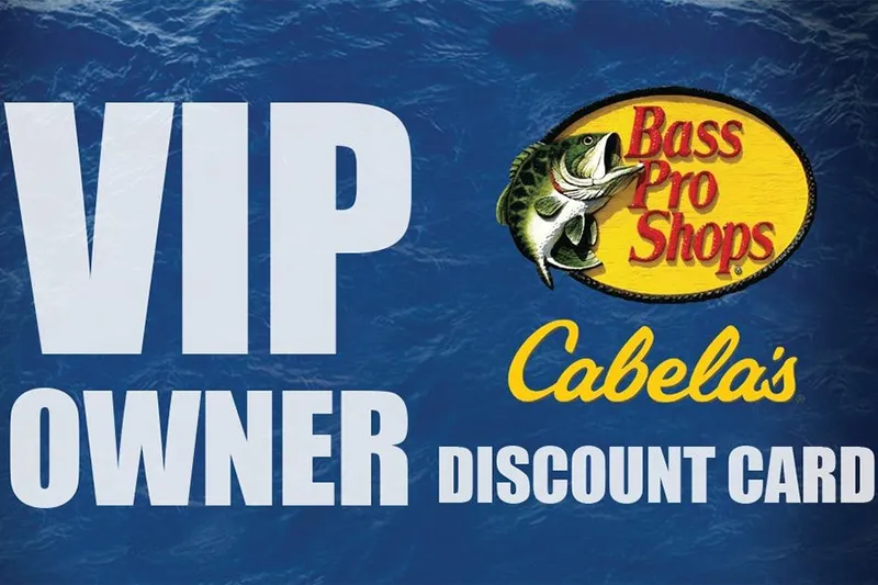 Slide: The Image of VIP Owner Discount Card for Bass Pro Shops and Cabela's, featuring Sun Tracker Bass Buggy 16 XL Select 2026. - 69