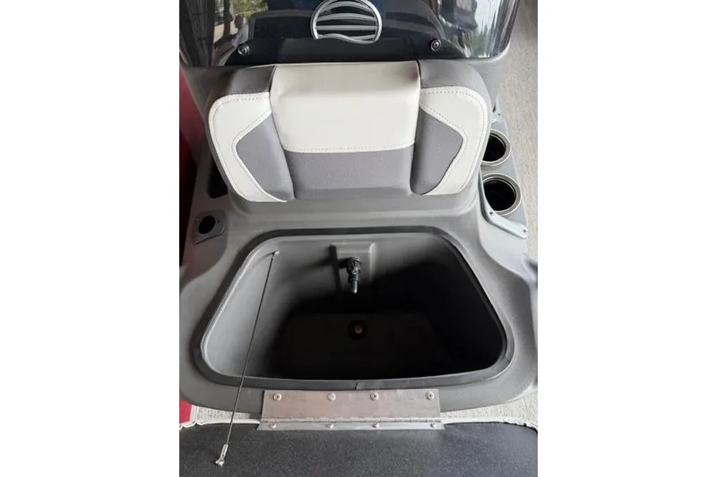 Slide: The Image of 2026 Sun Tracker Bass Buggy 16 XL Select boat interior storage compartment. - 7