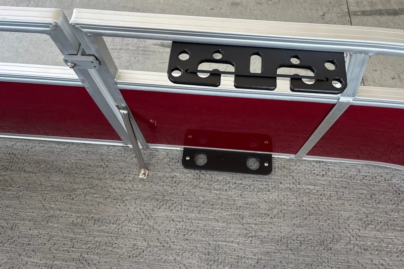 Slide: The Image of 2026 Sun Tracker Bass Buggy 16 XL Select pontoon railing with mounting brackets. - 22