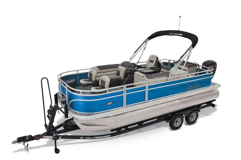 The Image of 2026 Sun Tracker Fishin' Barge 20 DLX pontoon boat at Bass Pro Shops. - 1
