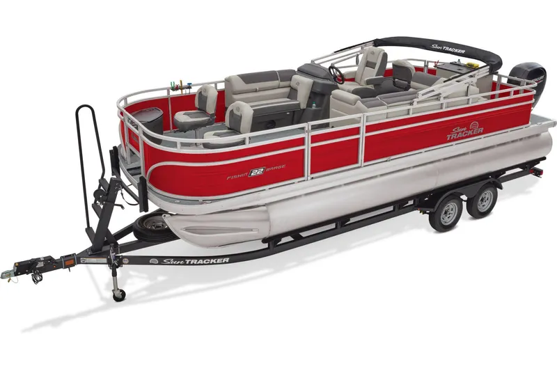 The Image of 2026 Sun Tracker Fishin' Barge 22 DLX pontoon boat at Tracker service center. - 0