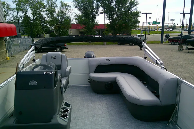 Slide: The Image of 2026 Sun Tracker Party Barge 16 DLX with spacious seating and modern design. - 3