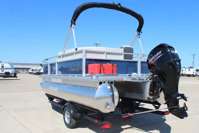 Slide: The Image of 2026 Sun Tracker Bass Buggy 16 XL Select pontoon boat with Mercury outboard motor. - 7
