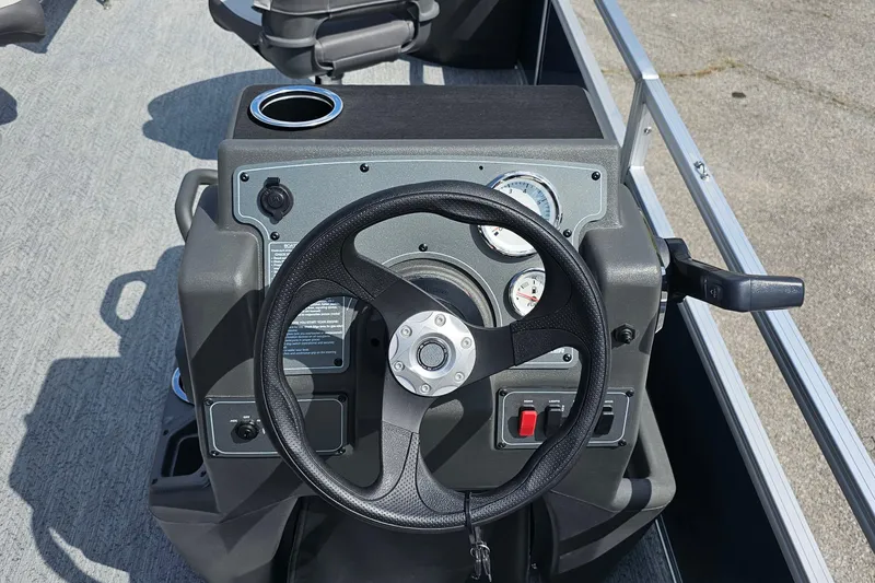 Slide: The Image of Steering console of 2026 Sun Tracker Bass Buggy 18 DLX pontoon boat. - 16