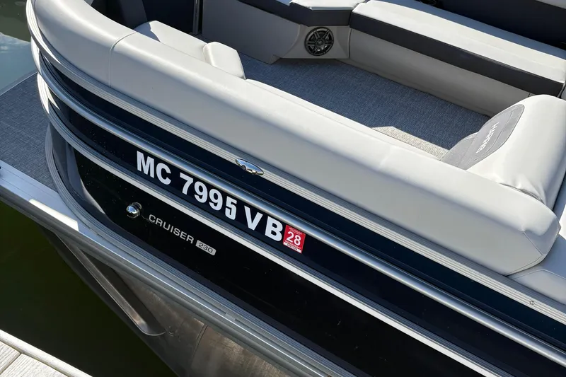 Slide: The Image of 2025 Harris Cruiser 230 pontoon boat with registration number MC 7995 VB. - 4