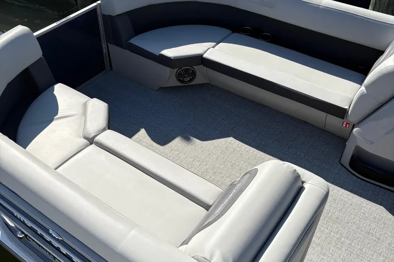 Slide: The Image of 2025 Harris Cruiser 230 interior with spacious seating and modern design. - 5