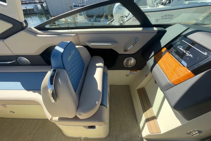 Slide: The Image of Interior of 2026 Chris-Craft Sportster 28 boat with Gussi Italia steering wheel. - 38