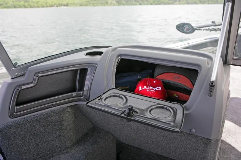 Slide: The Image of Manufacturer Provided Image: 2016 Lund 2025 Impact boat storage compartment with gear and accessories. - 15