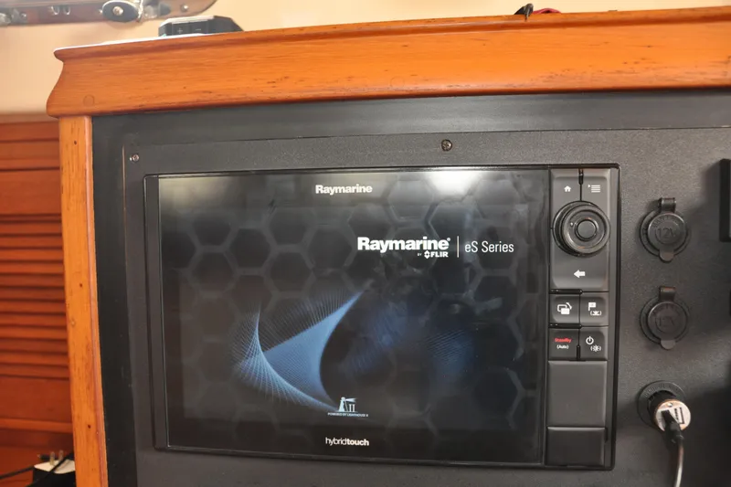 Slide: The Image of Raymarine eS Series display on 2002 Island Packet 420 yacht dashboard. - 45