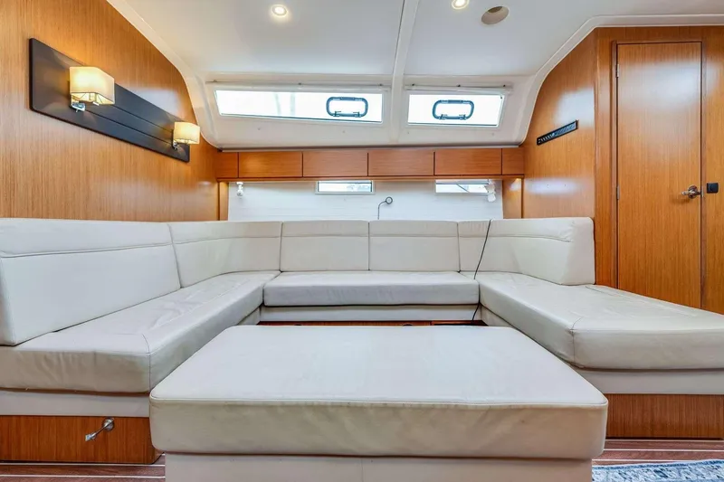 Slide: The Image of Luxurious interior of 2016 Bavaria 51 Cruiser yacht with plush seating and modern lighting. - 23