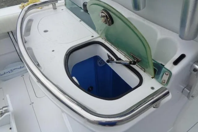 Slide: The Image of Livewell on a 2008 Triumph 235 CC boat with stainless steel railing. - 14