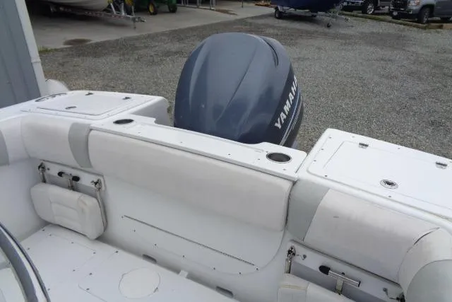 Slide: The Image of 2008 Triumph 235 CC boat with Yamaha outboard motor, rear seating view. - 9