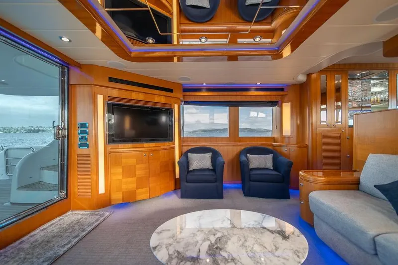 Slide: The Image of Luxurious interior of 2009 Horizon 73 yacht with elegant wood paneling and modern furnishings. - 14