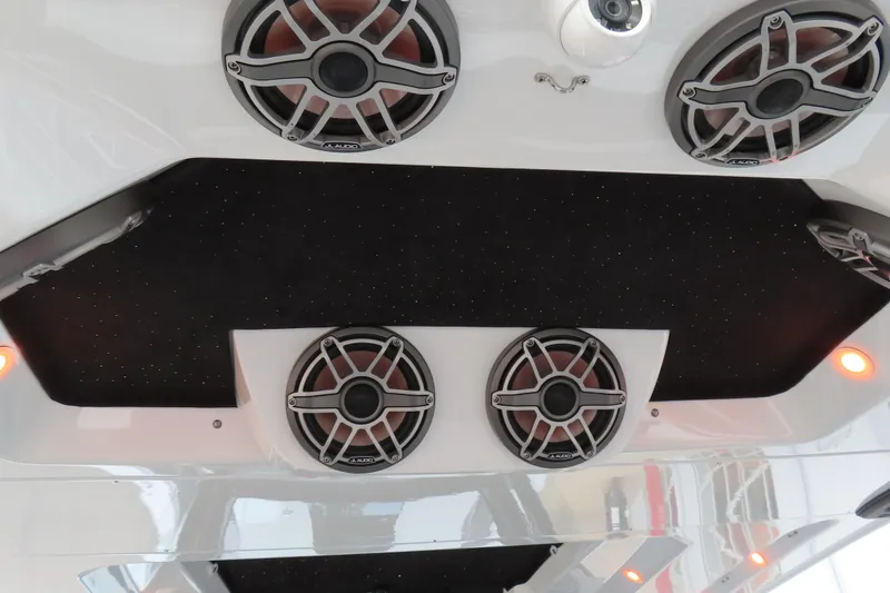 Slide: The Image of 2024 MTI 50v boat audio system with JL Audio speakers and ambient lighting. - 16