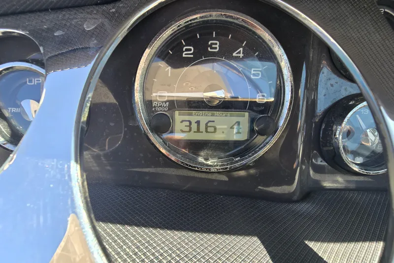 Slide: The Image of Close-up of 2014 Monterey 288 Super Sport dashboard showing 316.4 engine hours. - 13
