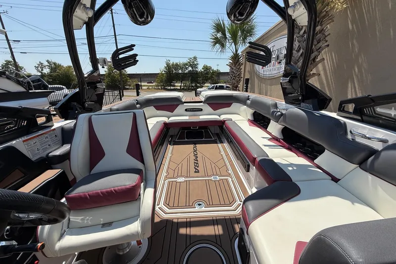 Slide: The Image of 2019 Moomba Makai boat interior with spacious seating and modern design. - 15