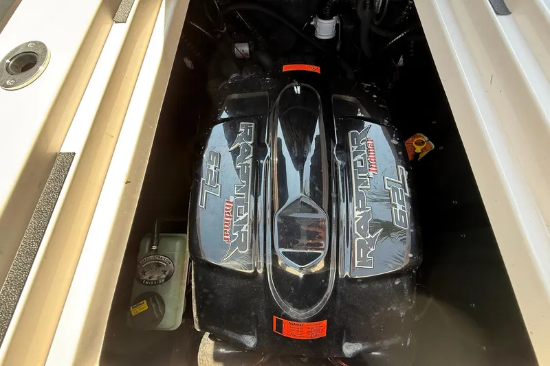 Slide: The Image of 2019 Moomba Makai engine compartment featuring Indmar Raptor 6.2L engine. - 16