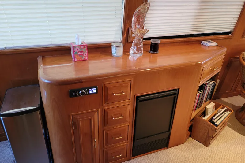 Slide: The Image of Luxurious interior of 1990 Ocean Alexander 520 Pilothouse with wooden cabinetry and decor. - 69