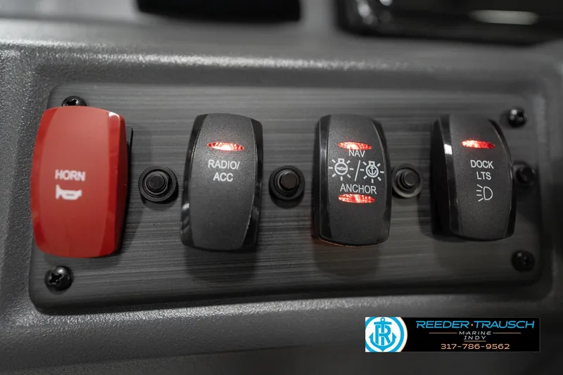 Slide: The Image of Control panel of 2026 Bennington 20 SL boat with labeled switches. - 36
