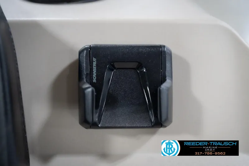 Slide: The Image of Close-up of a 2026 Bennington 20 SLJ boat component with Reeder Trausch Marine logo. - 38